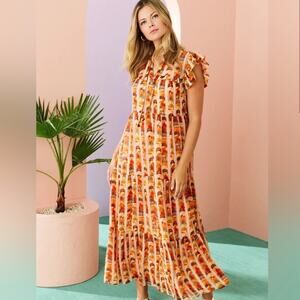 Marie Oliver Ember Dress Graphic Fossil Stripe Sz L